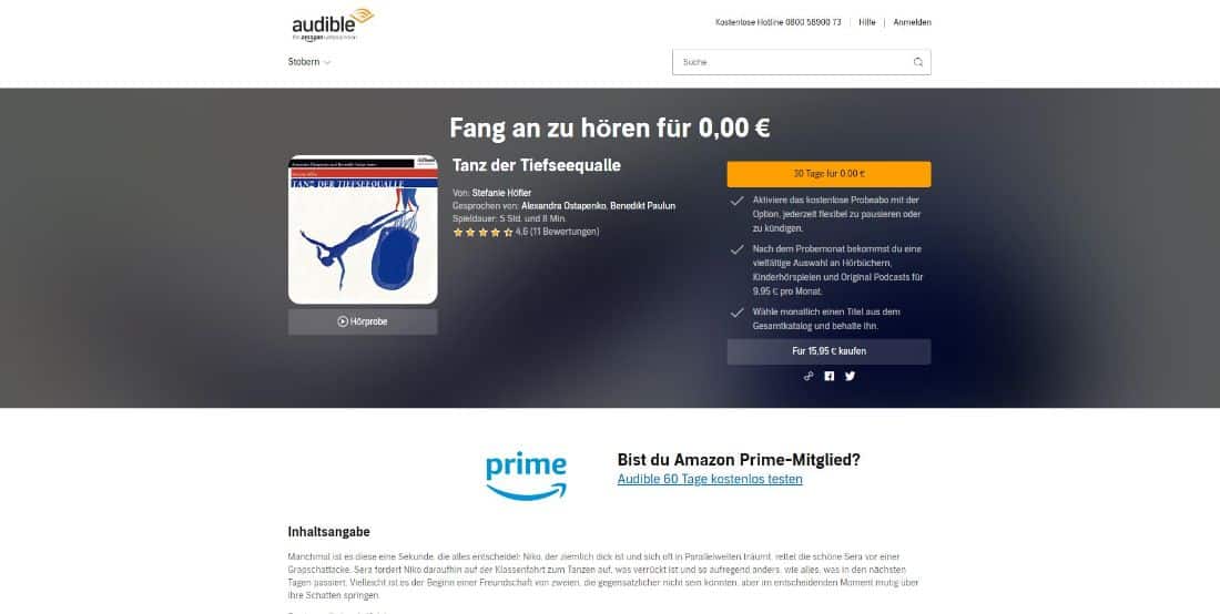 Tanz der Tiefseequalle Hörbuch kostenlos