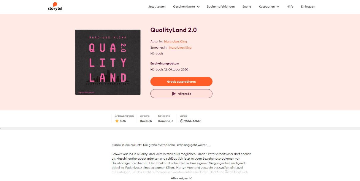 Qualityland 2.0 Hörbuch kostenlos
